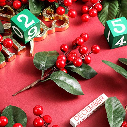 Willbond 24 Pieces Artificia24 Pieces Artificial Christmas Berry Picking Berry Branches Holly Leaves Picking Fake Berries Christmas Crafts Party Holiday Decoration (Natural Color) #TOP6