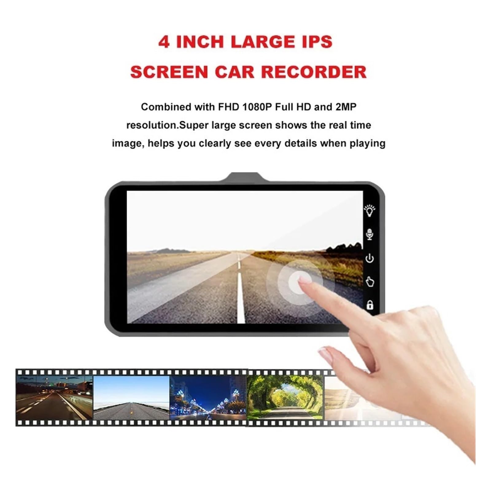 Telecamera anteriore universale per auto Dashcam HD 1080P Fotocamera anteriore posteriore DVR per registratore video digitale con specchio(Only Dashcam-B12,None)