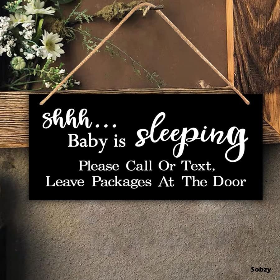 Miniatura 2 de Shhh Baby is Sleeping - Letrero para puerta de bebé, con texto en inglés Do Not Disturb Hanger (Do Not Disturb)