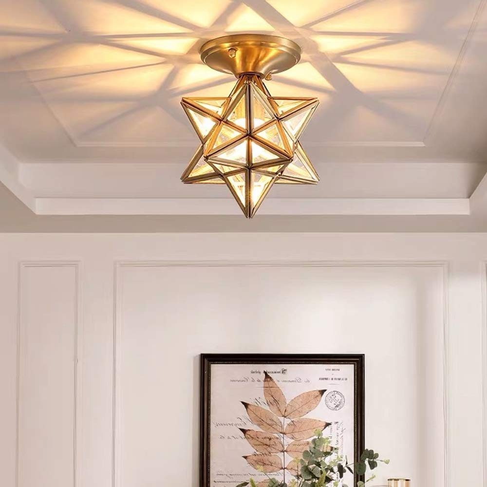 Star Lighting Balcony Ceiling Lights Entrance Lights Entrance Foyer Copper Lamps Chandeliers,beautifully