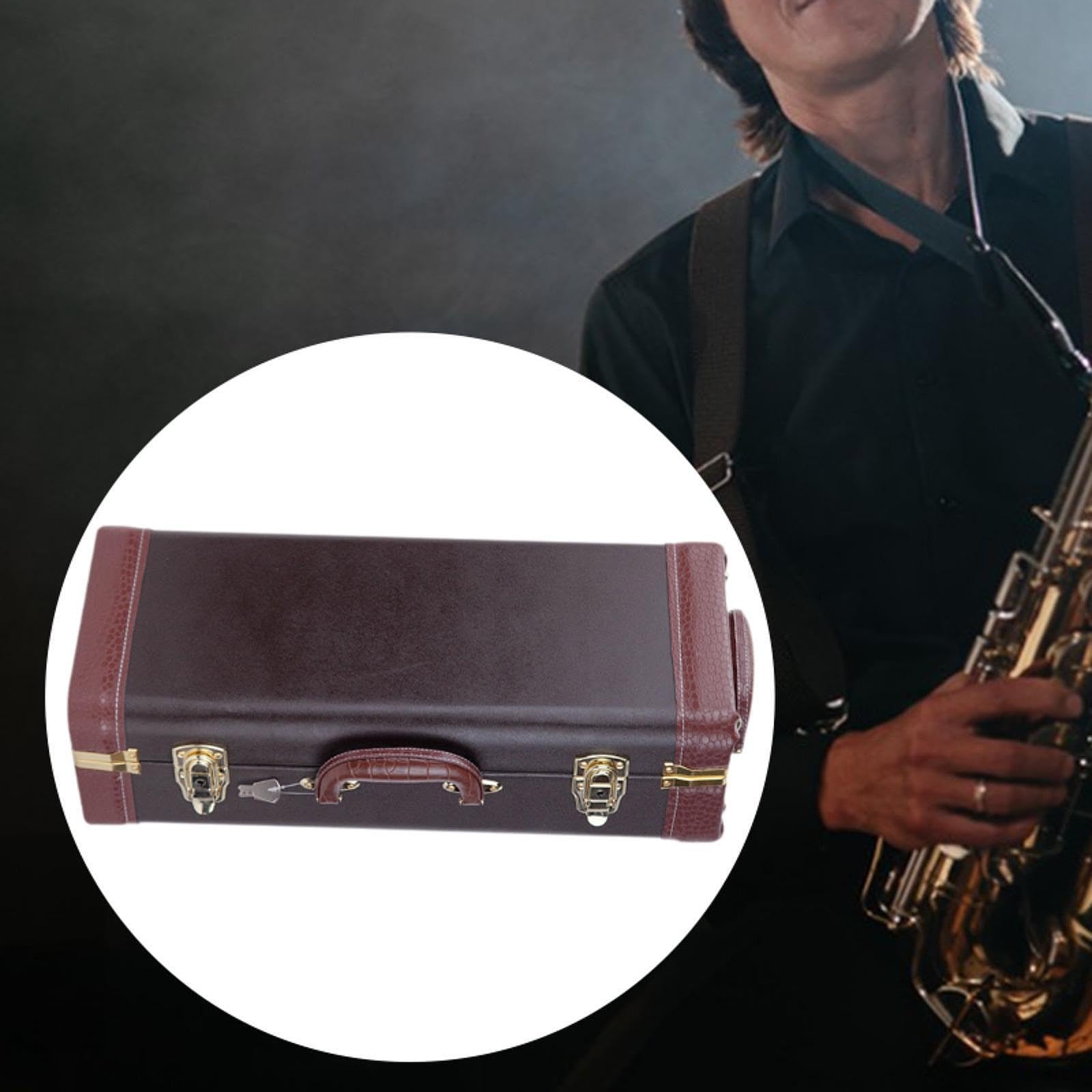 Oshhni Custodia per sassofono contralto, borsa per il trasporto di sassofono contralto, rettangolare, leggera, con accessori e maniglia, borsa di stoccaggio, Marrone