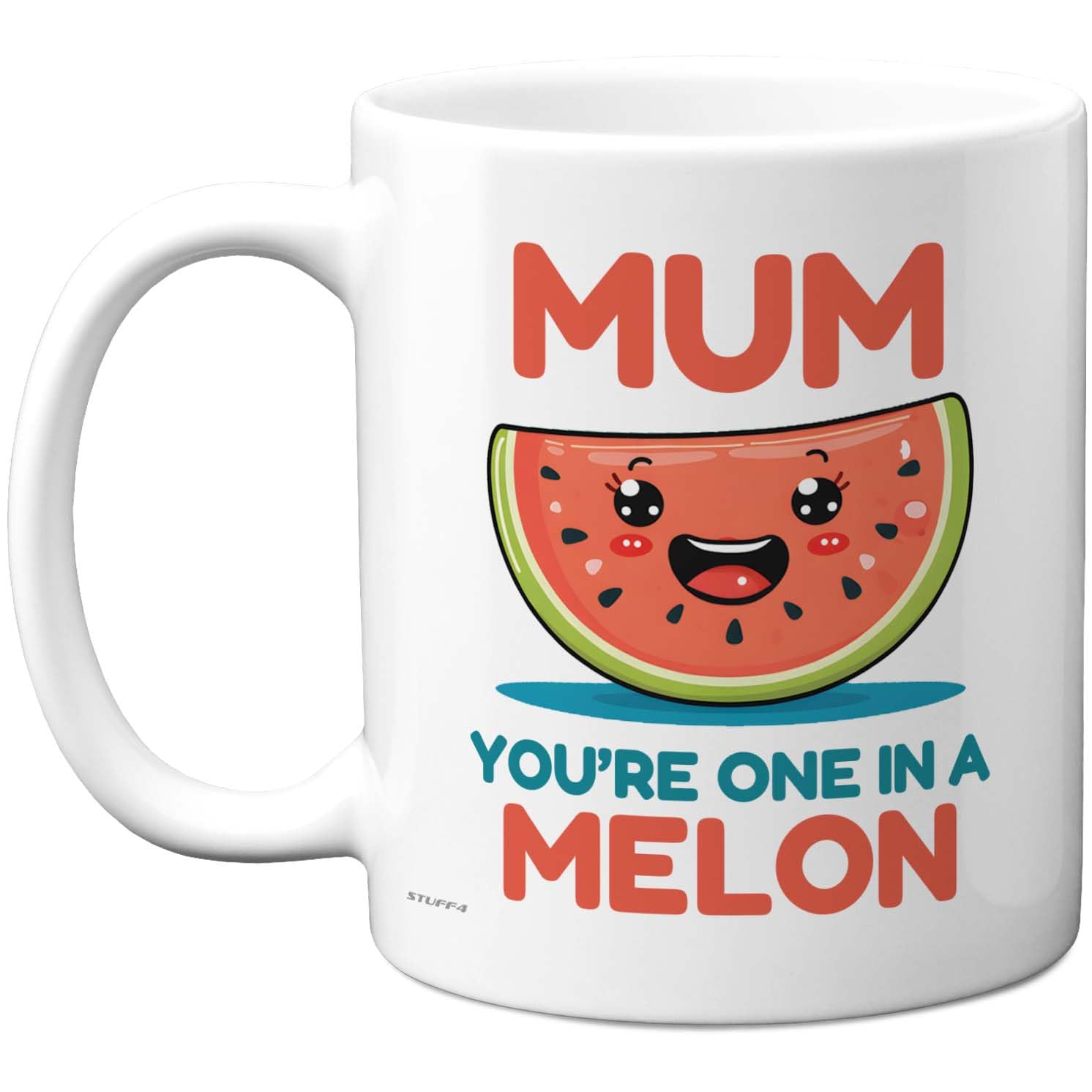 Stuff4 Mum You're One in a Melon Mug - Cheery Watermelon Motif - Fun Mother's Day Surprise - 11oz Ceramic Gloss Mug