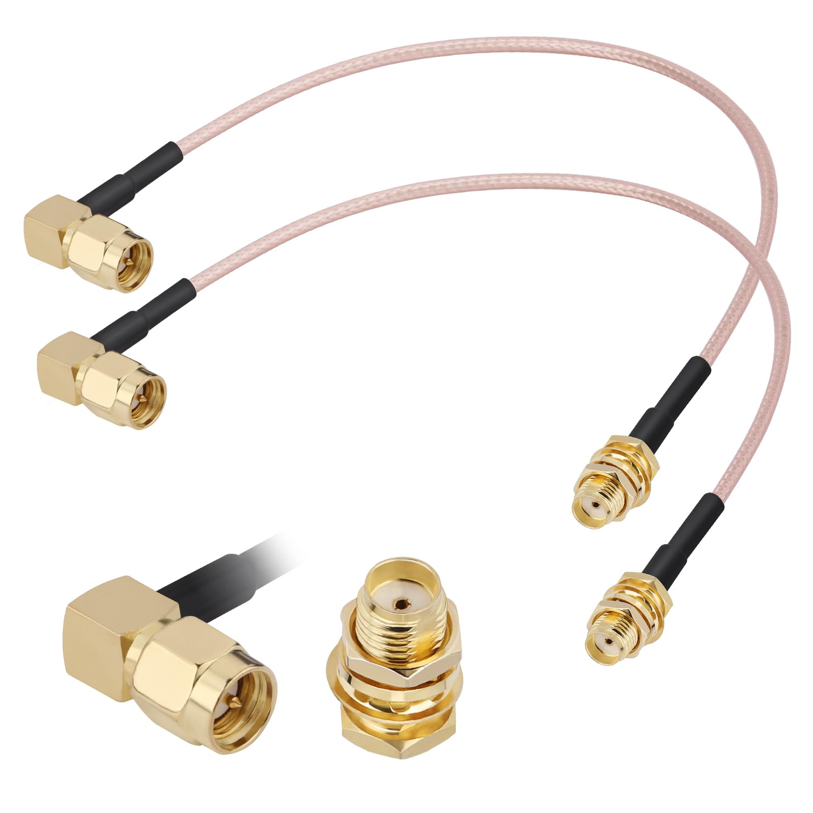 BLTIATLE SMA Cable 2 Pack 12inch SMA Female Bulkhead to SMA Male Right Angle Antenna Extension Cable RG316 SMA Extension Cable Compatible with 4G LTE Router, Cellular, RTL SDR Receiver