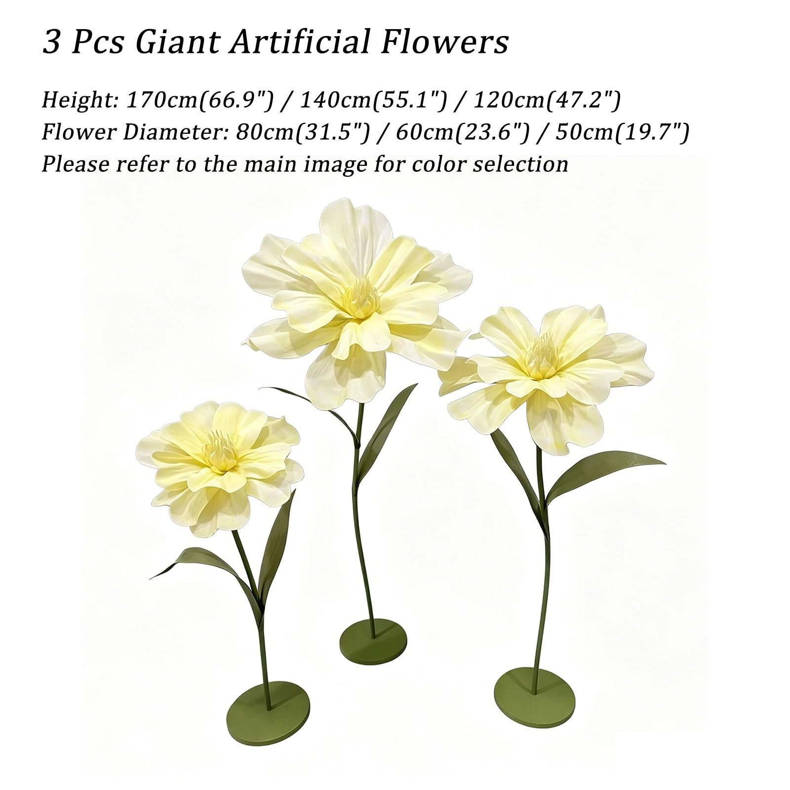 3er Set Riesige Künstliche Blumen Eva‑Schaumblüten mit Basis und Verstellbaren Stielen Blumendekoration für Hochzeit im Freien, Terrasse, Ostern und Frühlingsfeste(Red)