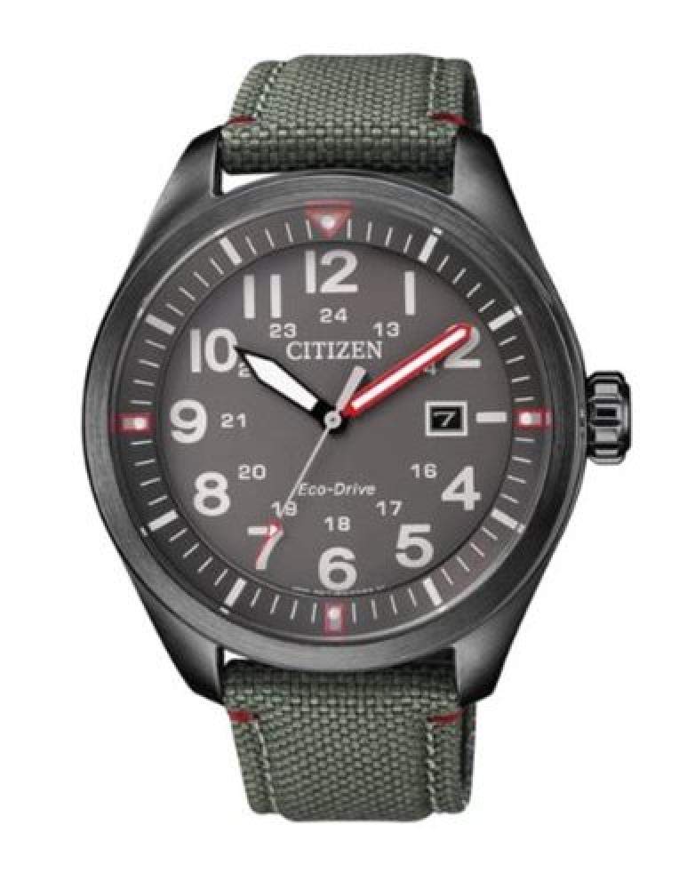 Citizen AW5005-​39H Eco-​Drive Reloj para Hombre Acero IP Negro Correa Verde Esfera Gris