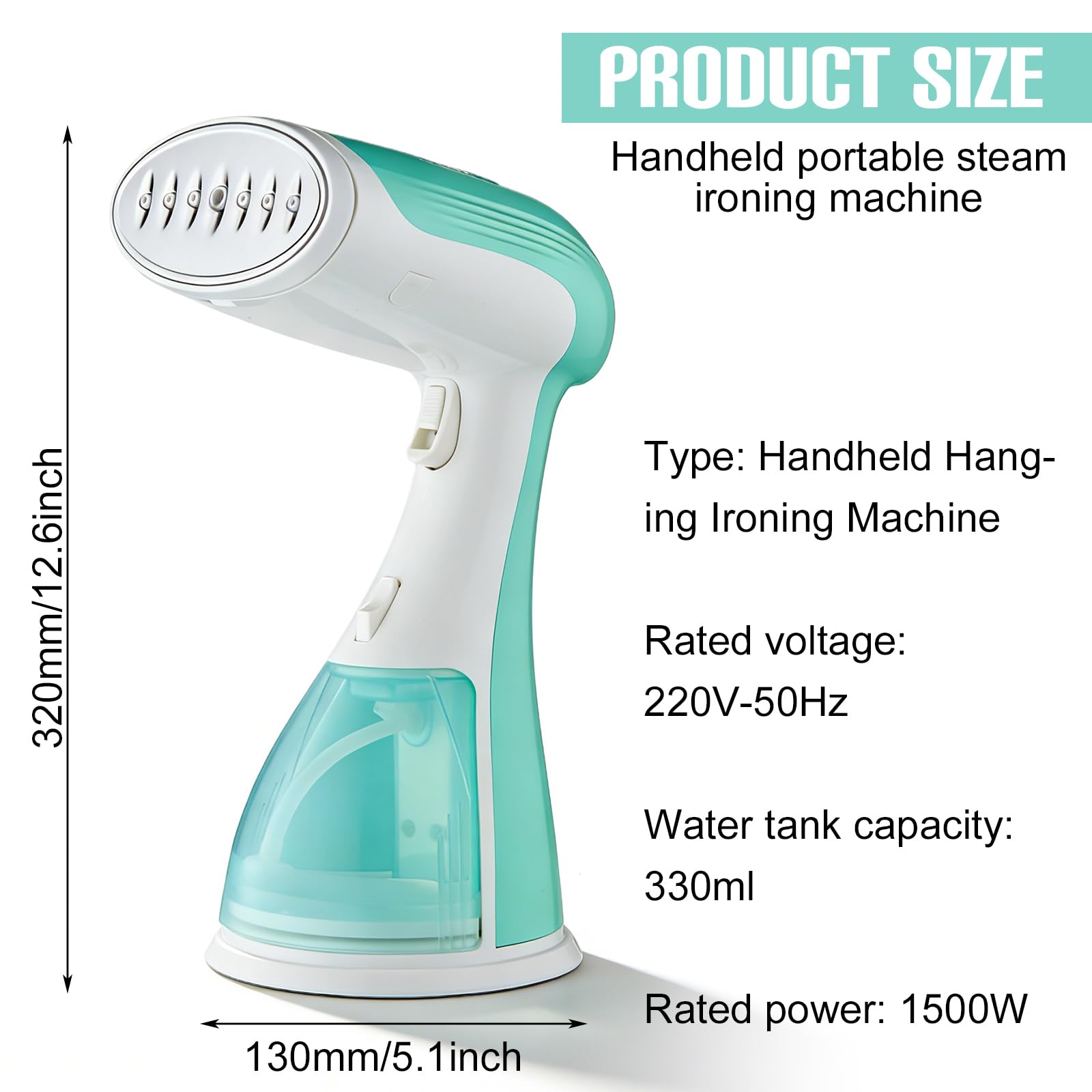 Ferro da stiro portatile 1500W 300ml vapore per abbigliamento viaggi casa