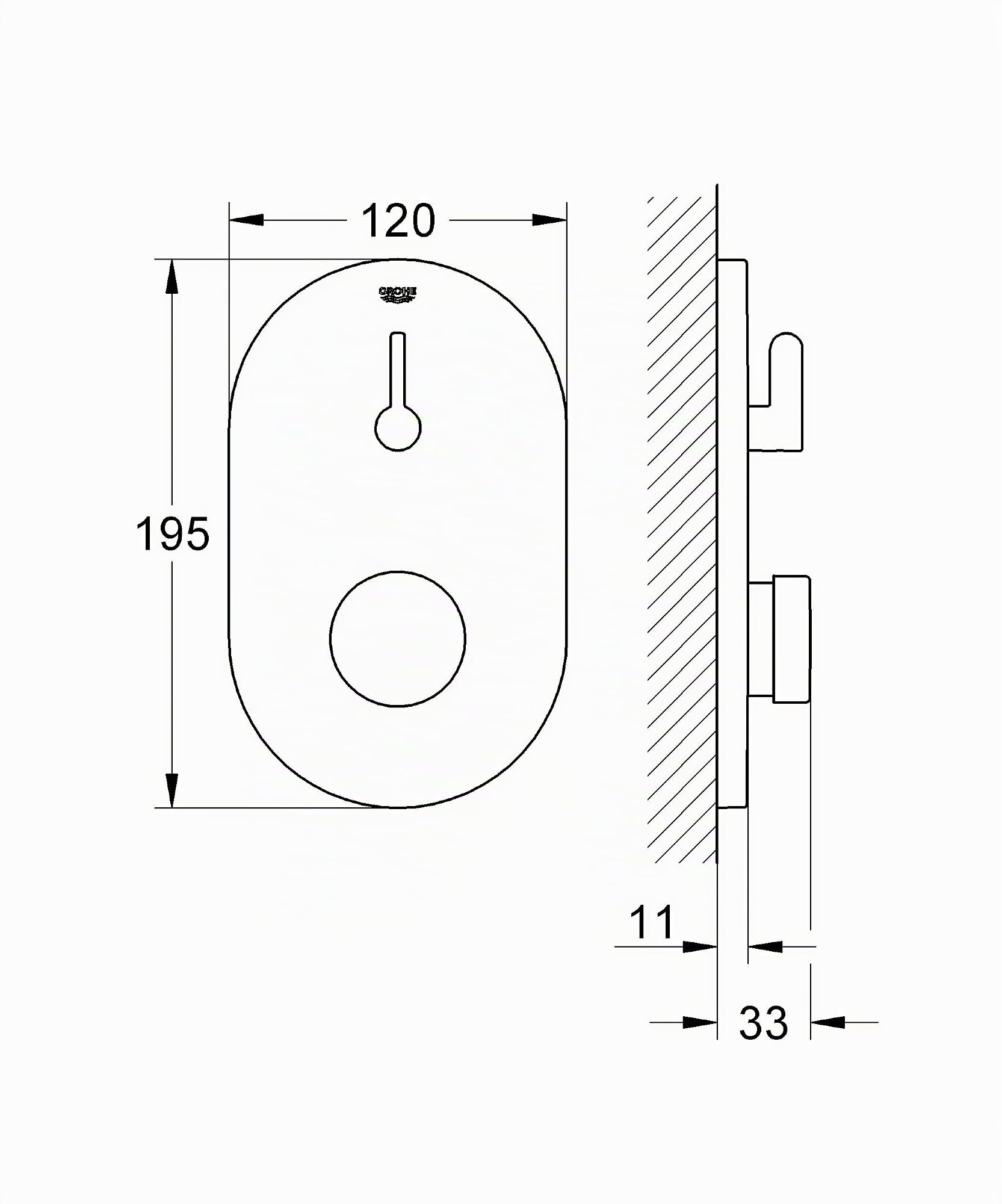 Grohe Eurosmart Cosmopolitan T - Mezclador mural de ducha, temporizado (1/2") Ref. 36321000