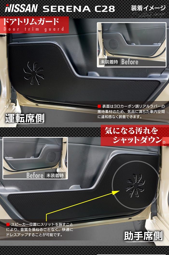 Amazon | Hotfield 日産 新型 セレナ C28 専用/ドアトリムガード +