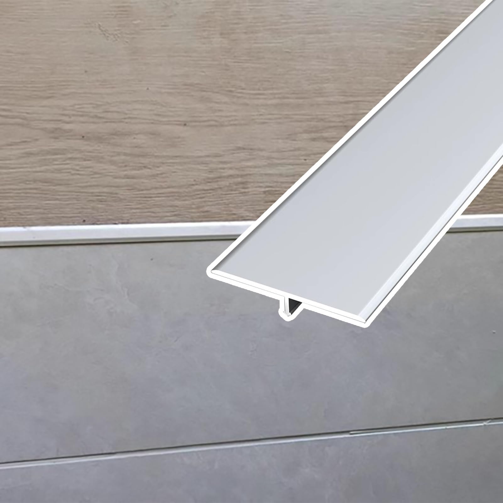 Séparateur de sol en T argenté de 2 pouces contre les joints creux de salle de bain