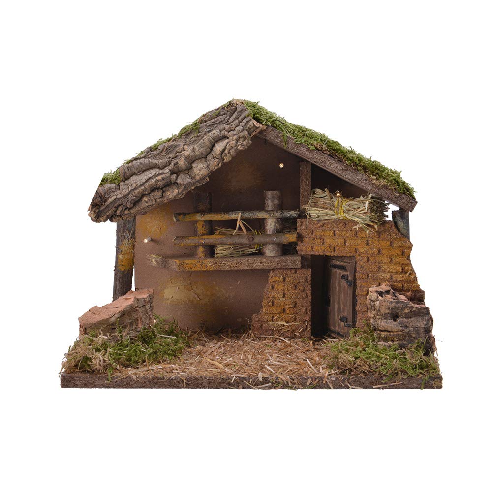 Decoris 72276 Casa para Belén con Led y Musgo, 30 x 17 x 21 cm