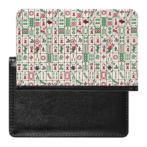 Custodia per passaporto cinese Mahjong divertente sottile organizer per documenti da viaggio con slot per carte di credito per donne e uomini Stile: Taglia unica MHXYZHW