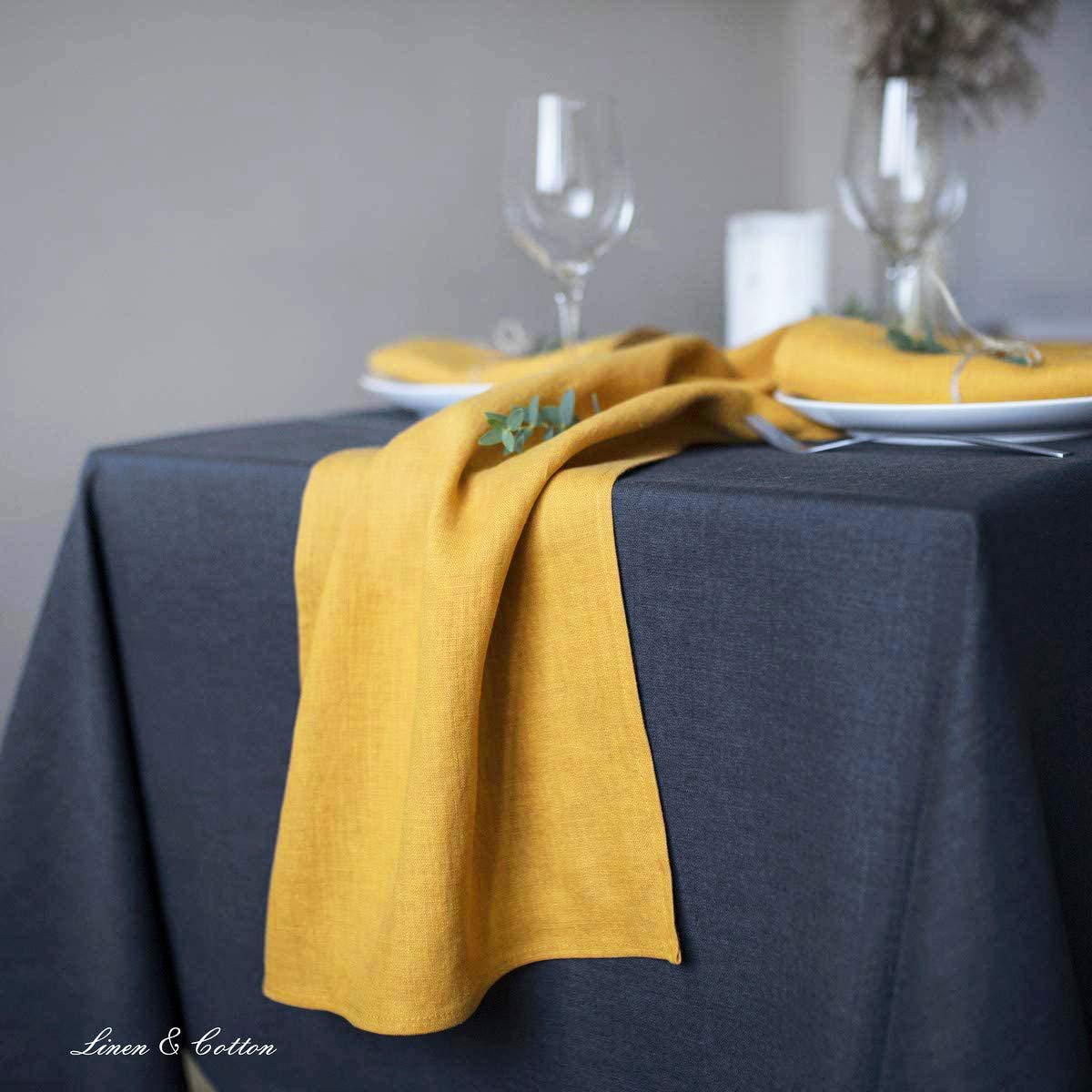 Runner Da Tavolo 2 Lati In Cotone E Lino – 32x180 Cm, Colore Giallo, Per Decorazioni Feste E Sala Da Pranzo