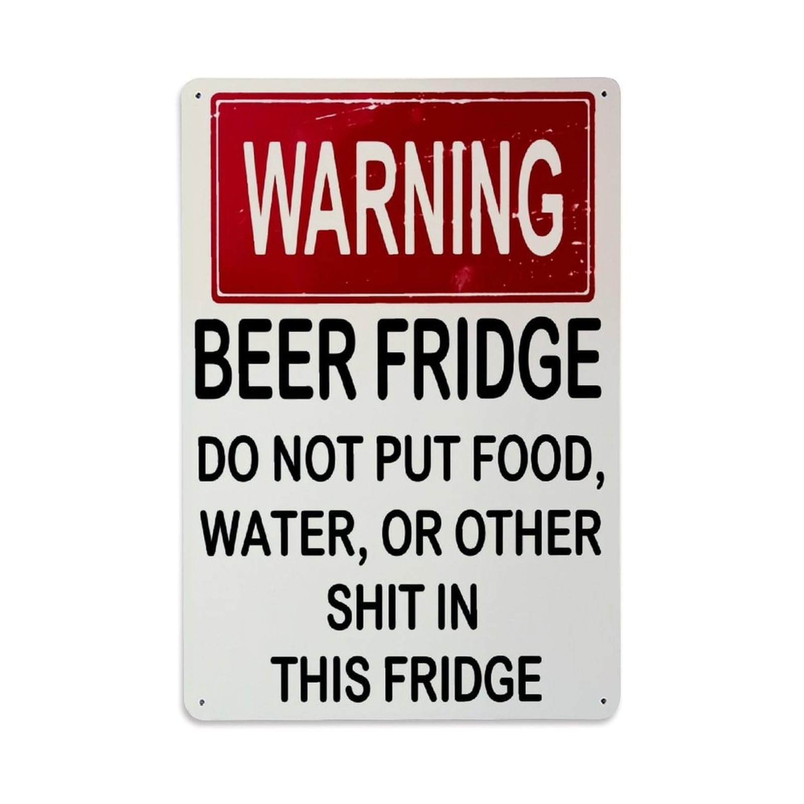 Warning Beer Fridge Sign Retro Metal Tin Sign, Vintage Metal Poster for home, Gaming Room, Studio Workshop,Bar,Garage Wall Art Decor 8x12 Inch