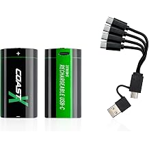 Coast ZX CR123 USB-C Rechargeable Batteries, ZITHION-X, Lithium Ion 1.5v 1100 mAh, Long Lasting, Charges Under 3 Hours, Charging Cable Included, for Tools and Devices - 2 Batteries