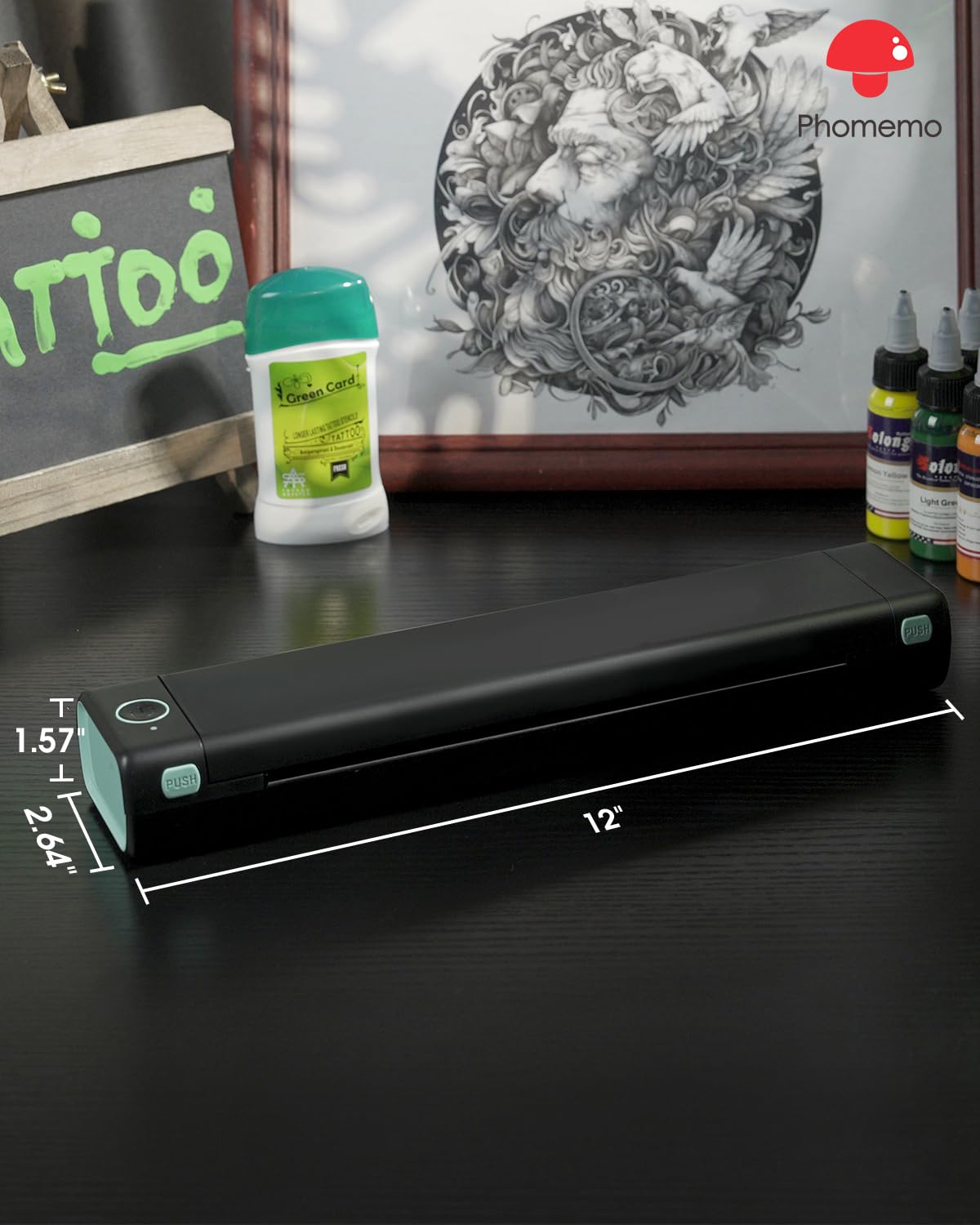 Phomemo M08F Thermocopieur Tatouage, Imprimante Stencil Tatouage pour Débutants et Artistes de Tatouage, Unités de Développement Compatible avec iOS et Android, avec 10 Feuilles de Papier
