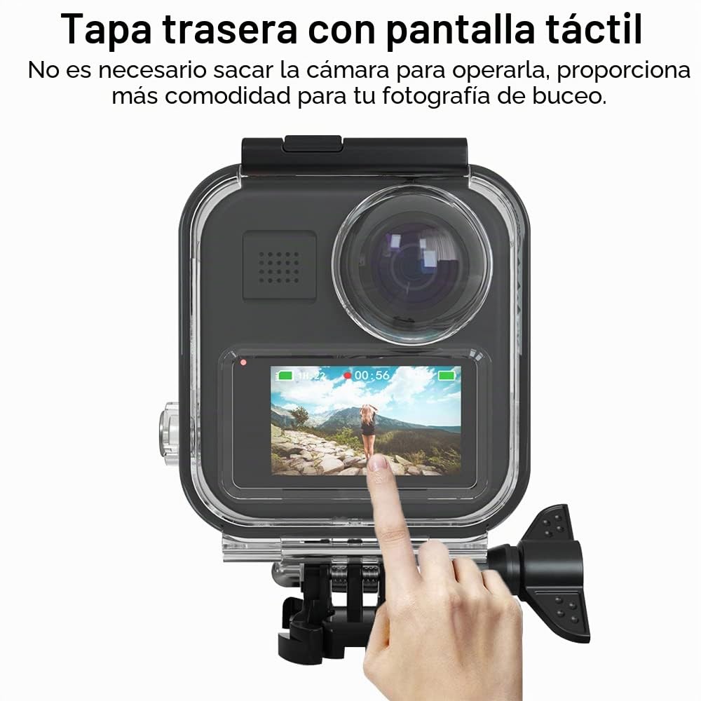Caja de Carcasa Impermeable para Gopro MAX Acción Cámara, Carcasa Protectora de Buceo bajo el Agua 30M con Soporte Accesorios