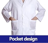 Vista 6 de Bata de laboratorio de médico científico para niños, disfraz de médico para niños, abrigo de médico para niños pequeños, disfraz de juego de roles