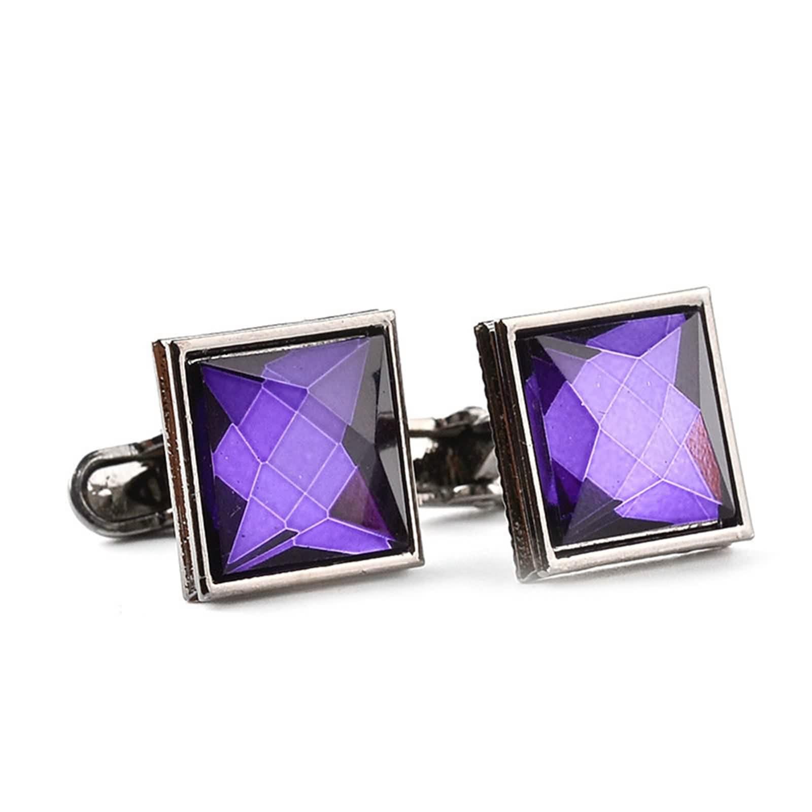 Mens Cufflinks, Cufflinks Tuxedo Zirconia Rectangle Cz Alloy Cuff Links Jewelry for Dress Shirt with Gift Box