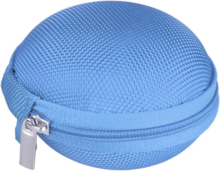 Cute Round Hard Storage Case for Earphone Headphone Earbuds SD TF Cards mini Bag (Blue 04)