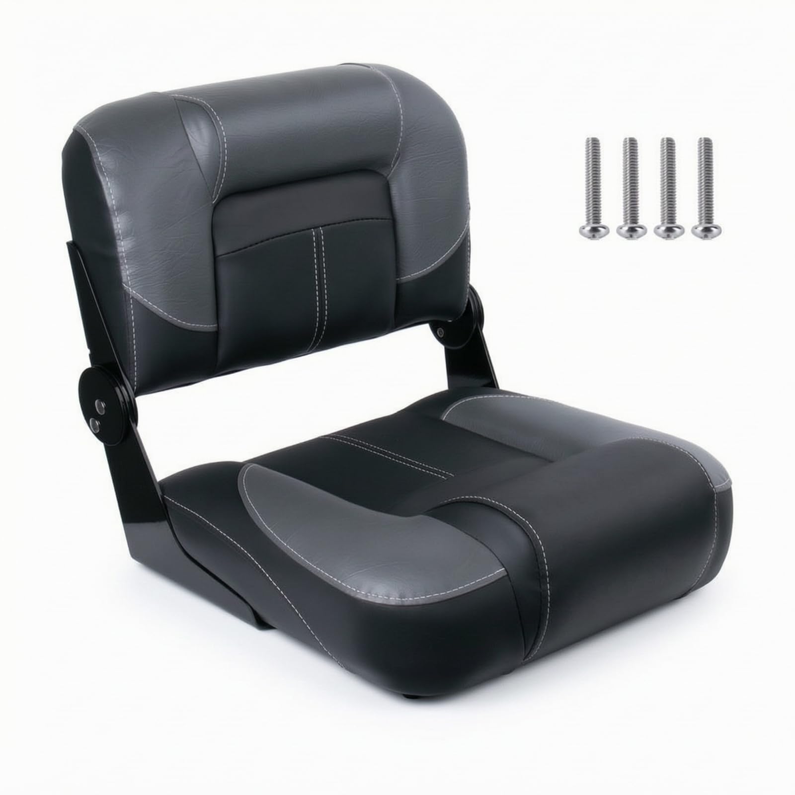 Sedile Marino Pieghevole Sedia Barca Poltrona Nautica Seduta Imbarcazione con Rivestimento Resistente E Cuciture Rinforzate Comfort a Lungo Durante La, Grigio Scuro E Nero