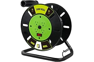 Green Leaf WW3D Wonder Extension Cord Winder with 4-Grounded Outlets, Gray, UL Certified