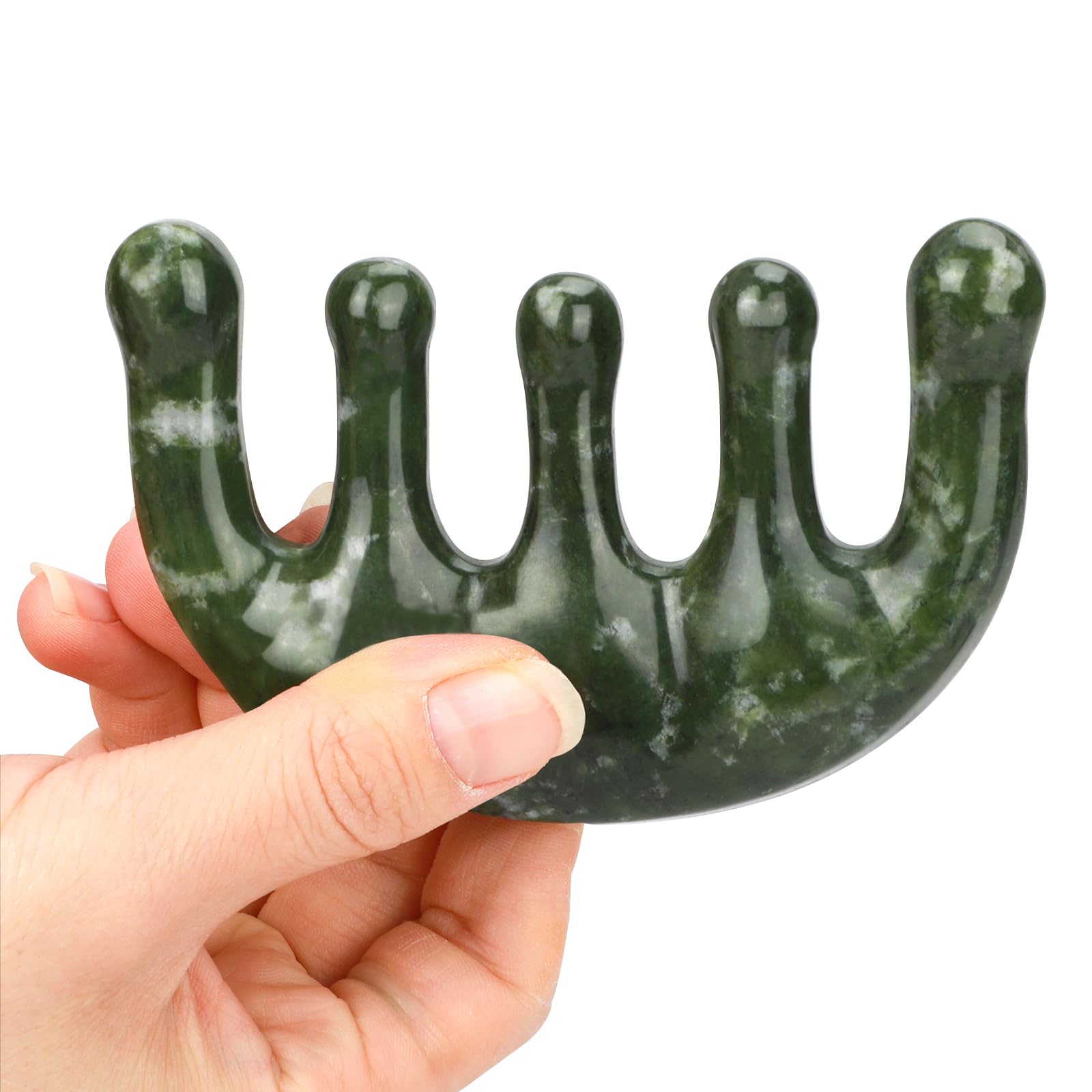 gemshan Head Scalp Massage - Jade Comb for Massager for Scalp Care Wide Tooth Comb