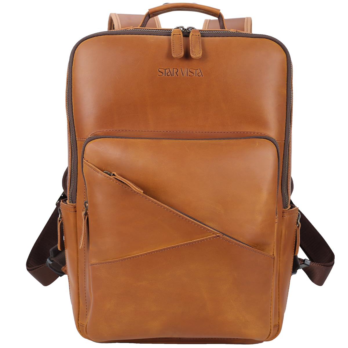 STAR VISTA 15 6 Trajan Vintage Full Grain Leather Laptop Backpack for Men Multi Pockets Casual Outdoor Business
