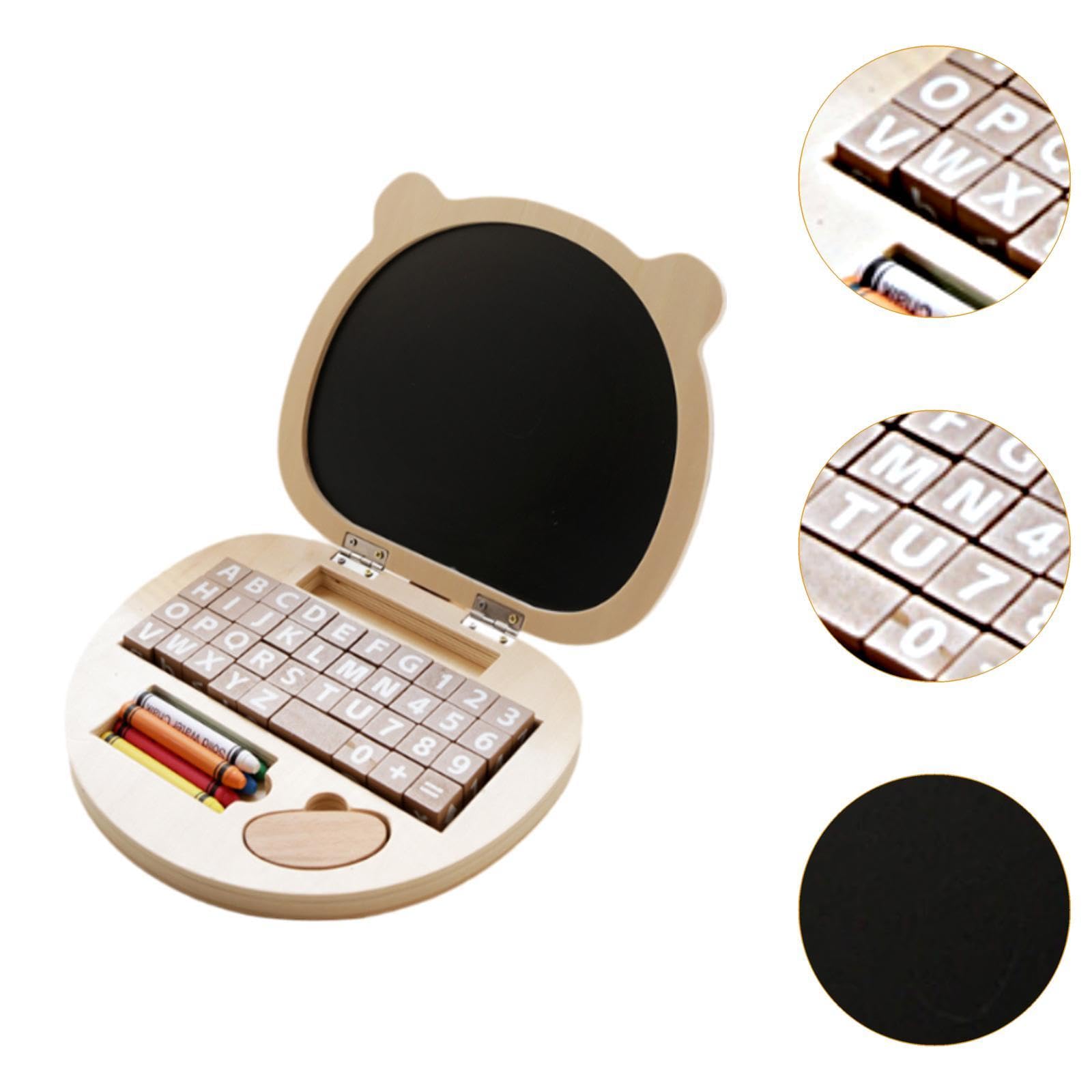 Giocattolo Per Laptop In Legno, Tavolo Da Disegno Portatile Con Blocchi Di Legno E Gessetti Ad Acqua Per Bambini Dai 3 Anni, Per Apprendimento E Gioco Di Finta