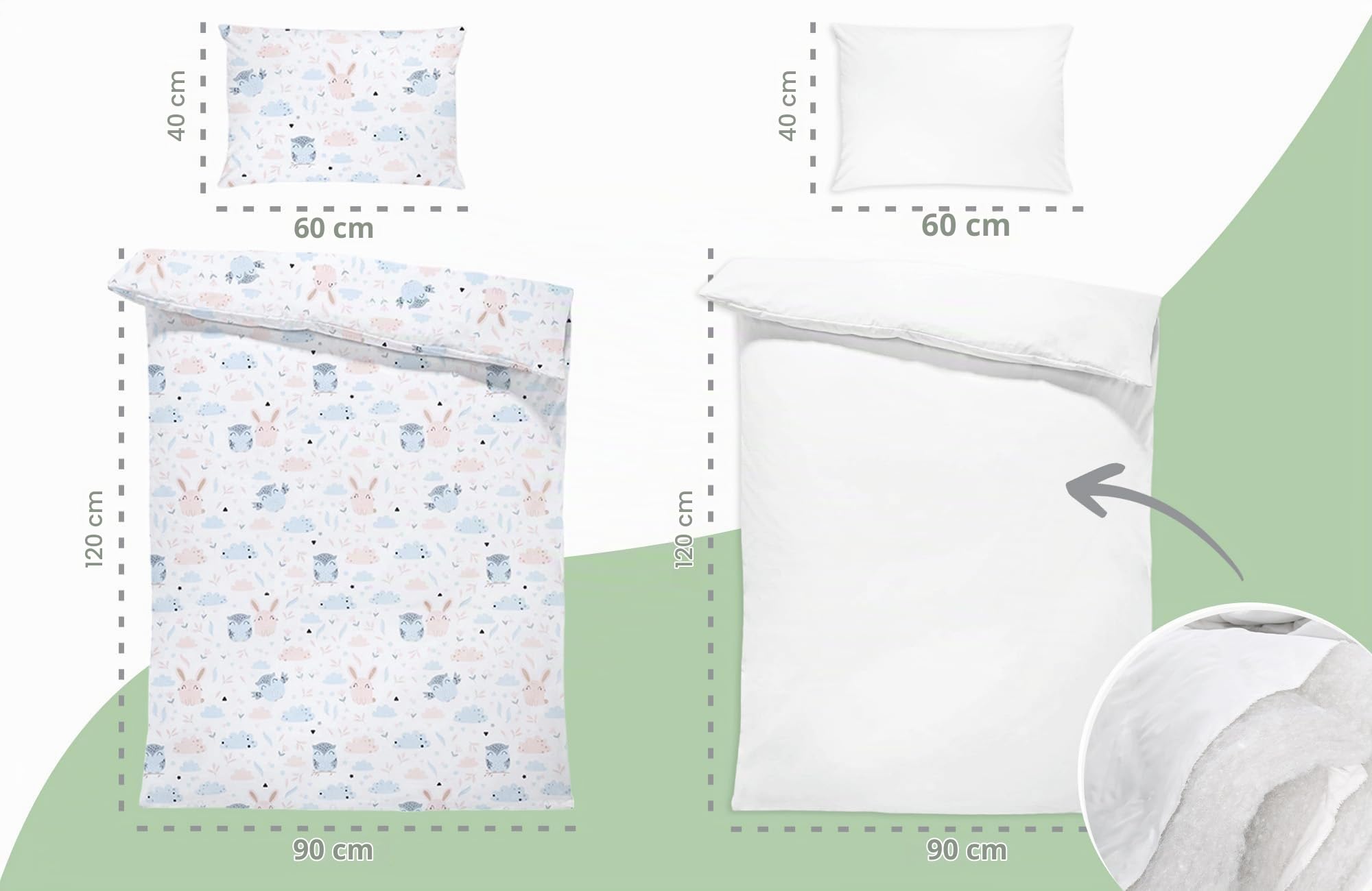 Totsy Baby Lenzuola Bambini Set Completo con Piumino e Cuscino 90x120 cm