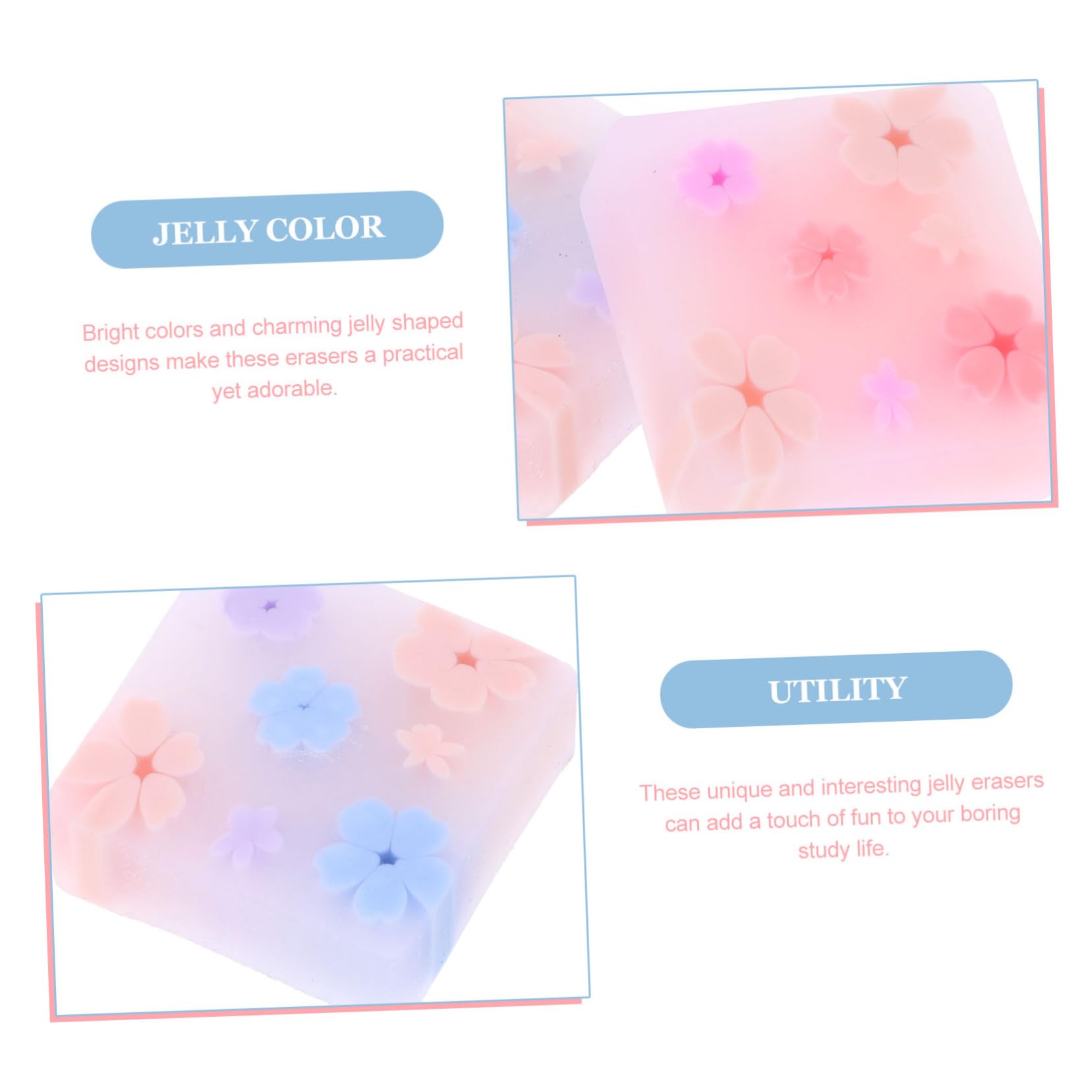 Tofficu Gommes Rectangulaires Jelly 32 Pièces en TPR pour Crayon