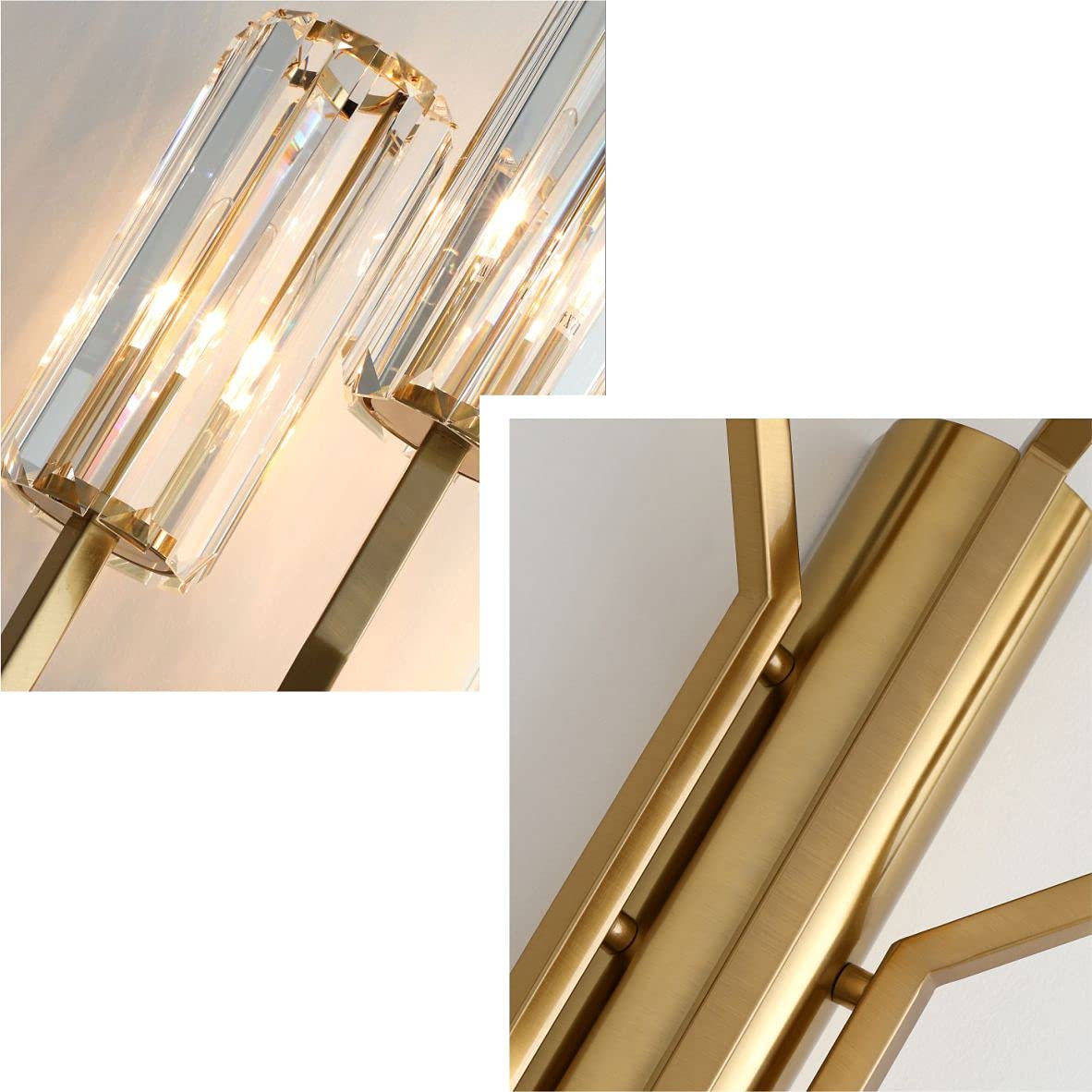 Lampada da Parete in Cristallo, Elegante Applique a 2 luci, Moderna Luce Notturna da Comodino per Camera da Letto, Bagno, Soggiorno, corridoio.