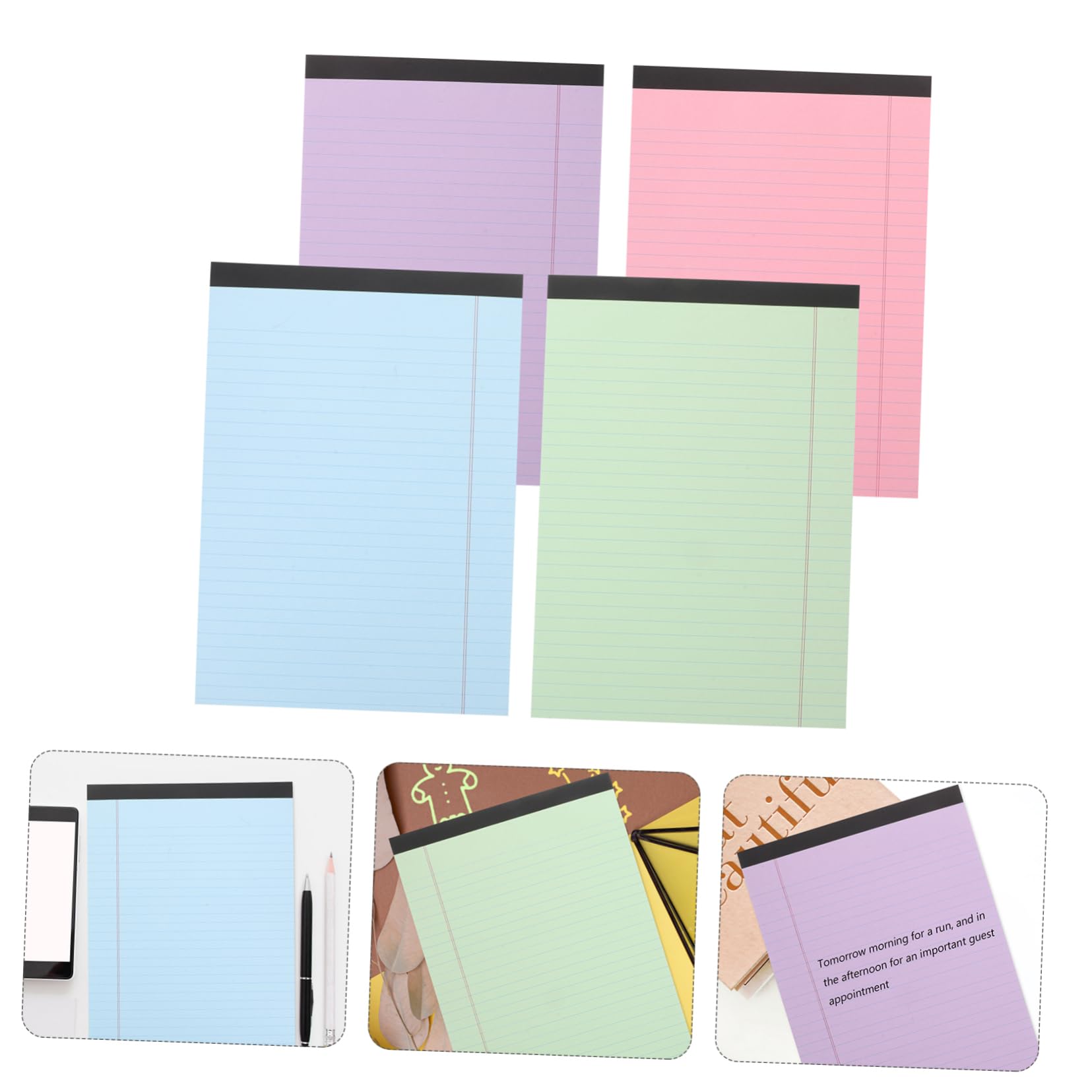 DOITOOL 4 piezas de Notas Rayas Cuadernos para Oficina y Estudiantes para Variedad Rosa Azul Verde