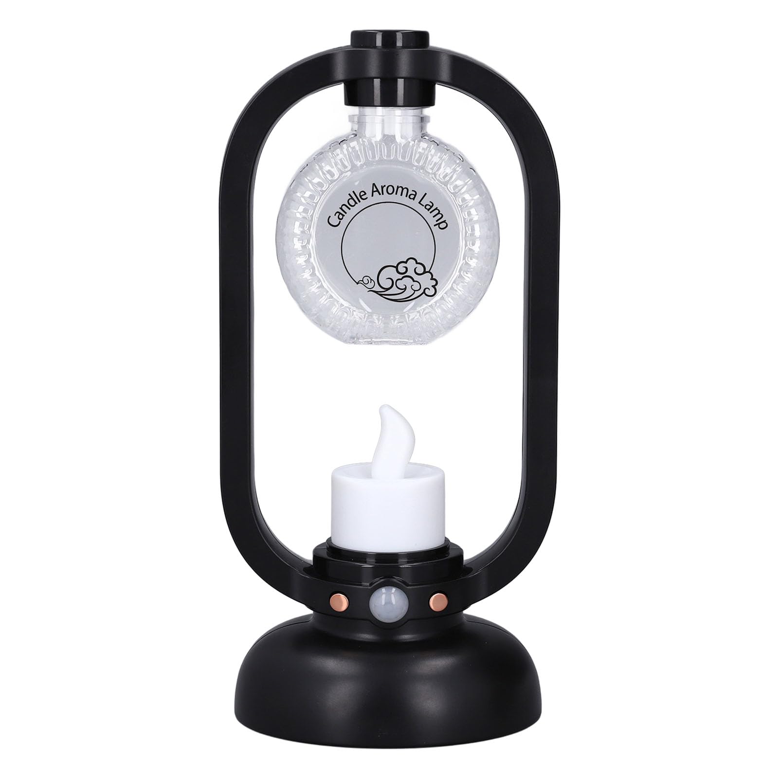 Essential Oil Diffuser, LED Candlelight Motion Sensor Adjustable Diffuser Humidifier with USB Cable for Living Room (Black)