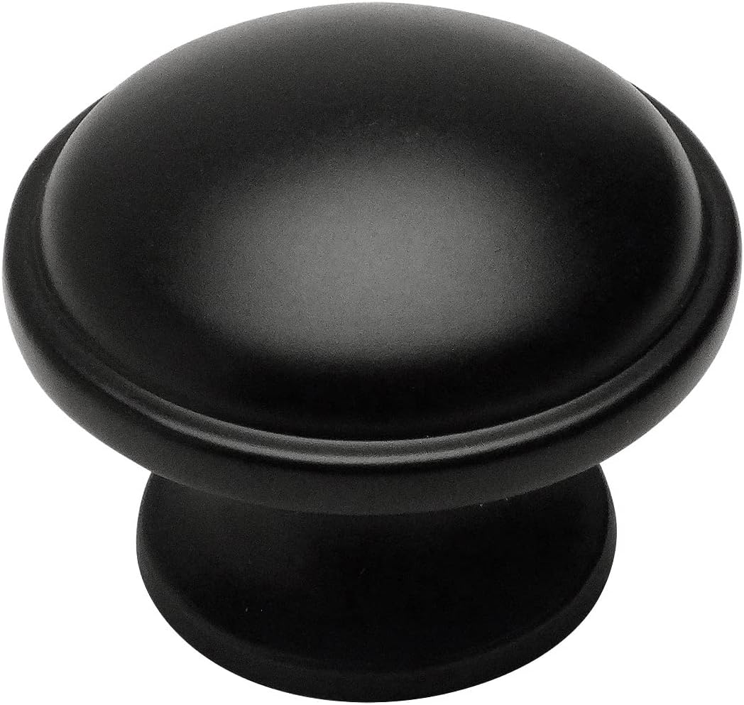 Cosmas 25 Pack 6239FB Flat Black Cabinet Hardware Round Knob - 1-3/8" Diameter