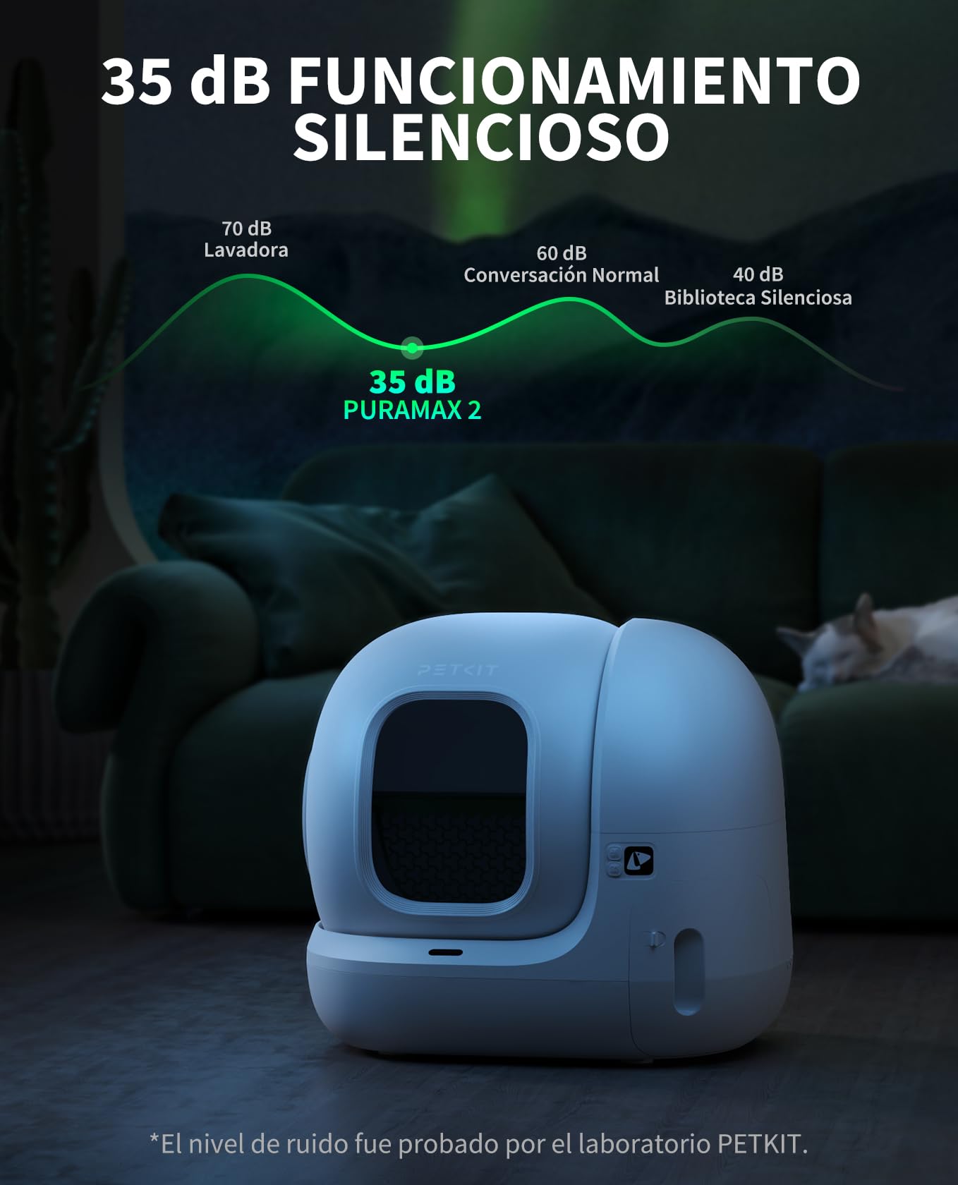 PETKIT Pura MAX 2 Arenero Gatos Autolimpiable, Inodoro para Gato, Arenero Autolimpiable para Gatos, Anti-Fugas, xSecure/Eliminar olores/APP/76L, para Varios Gato (Sin Purificador, con N50