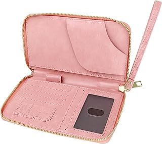 Funda para pasaporte, piel sintética, soporte para pasaporte con varios compartimentos para tarjetas, organizador portátil, resistente al agua, para documentos de viaje, tarjetas y dinero, Rosa., ver