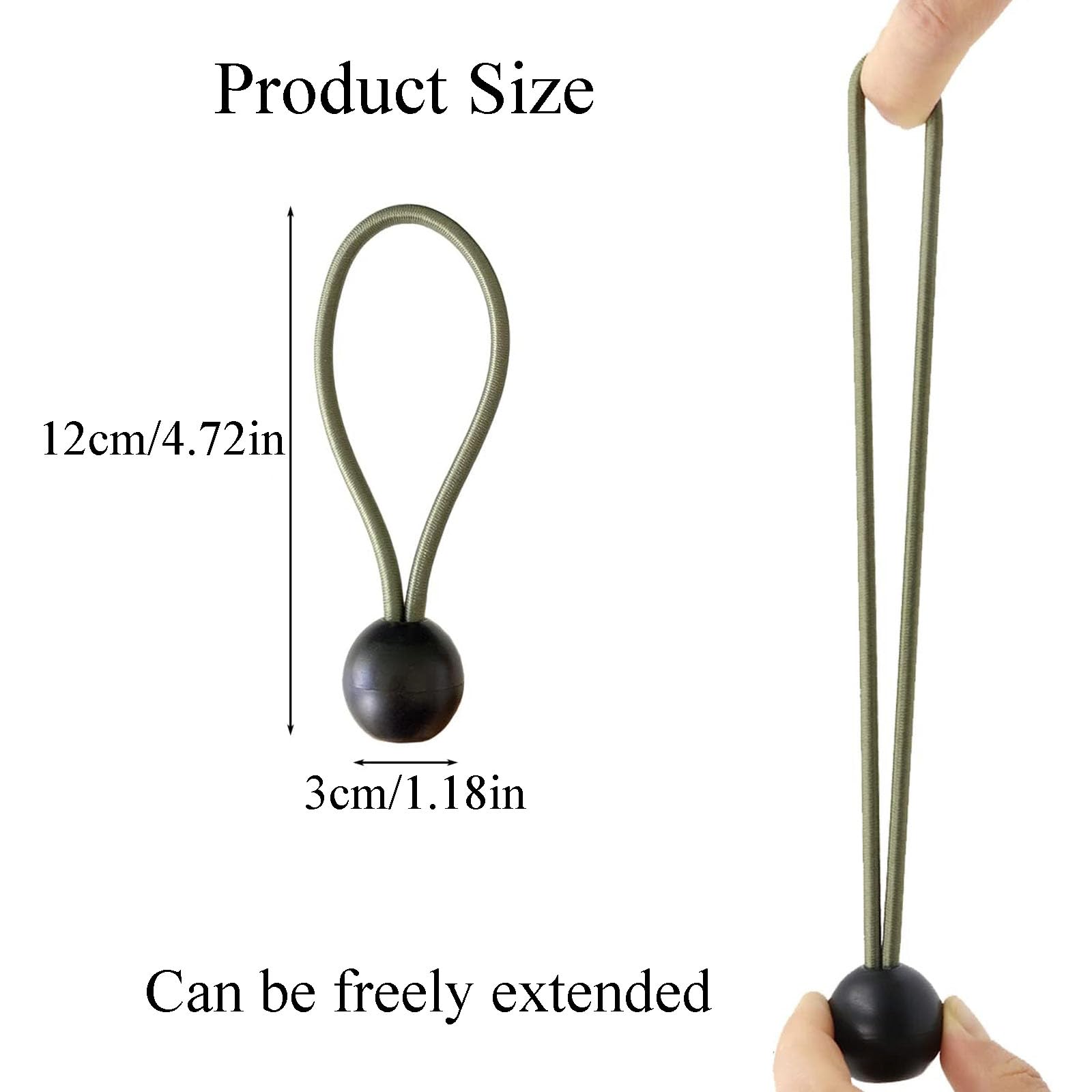 CONGGUAN 12 Pcs Bungee Cord with Balls Heavy Duty Tarp Bungees Ties Elastic Tie Down Straps for Tarpaulin Tent Canopy Marquee Banner Shade Net for Outdoor Use - Image 2