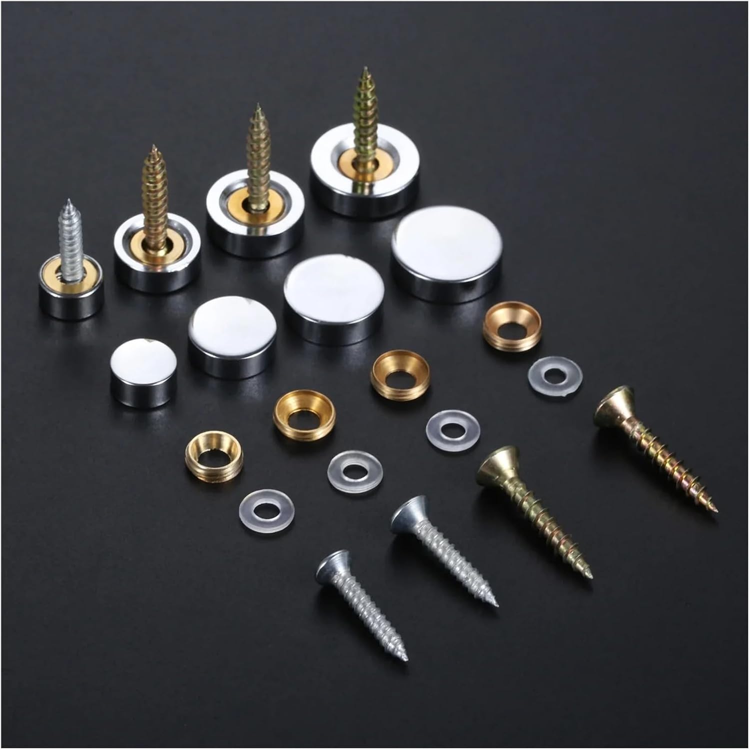 40 Pcs Decor Mirror Nail Solid Copper Cap Cover Fastener Fixing Mirrors Glass Tea Table Wardrobe 10/14/16/18mm W/screw+Washer(14mm)