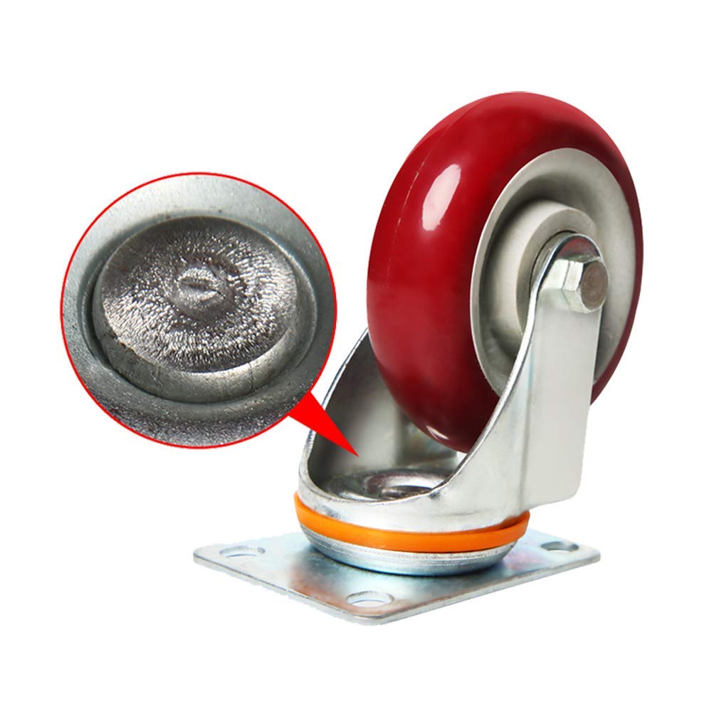 高耐久キャスター4個セット、フラットトロリースイベルキャスター、3-4-5インチのポリウレタンキャスター、ブレーキ付き300kgの頑