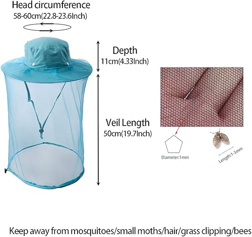 Vista 11 de Mosquitera Red de insecto cara velo sombrero malla Safari Camping Pesca Cap Jardín Gnat apicultor cabeza pantalla capucha mujeres hombres