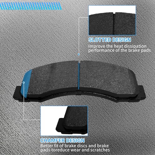 Image of Front Brake Pads Set Compatible with 2010-2021 Ford Expedition, Lincoln Navigator, 2010-2020 Ford F-150 Automotive Replacement Brake Pads Semi-Metallic D1414