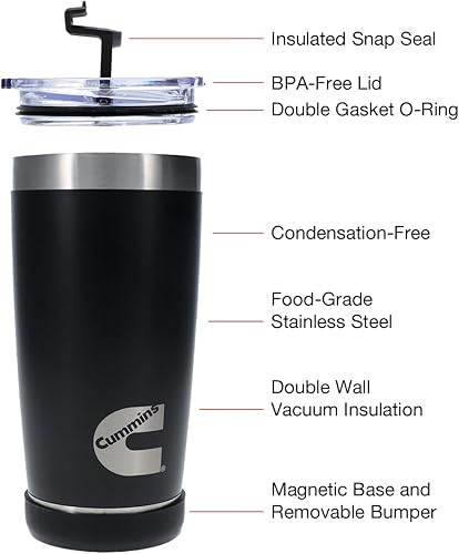 Miniatura 3 de Cummins Vaso de 20 onzas de acero inoxidable reutilizable para viaje, taza de café térmica con aislamiento de doble pared, con sello a presión