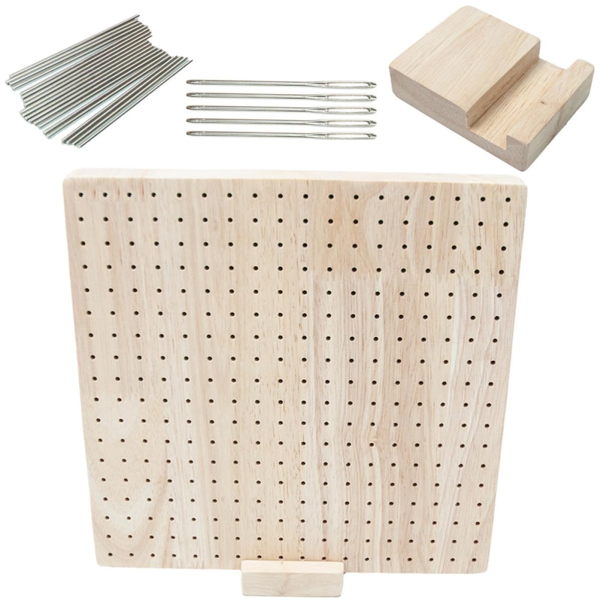 Sewroro Tabla de Bloqueo para Ganchillo de Madera Pulida con Alfileres Tablero Cuadrado para Proyectos de Crochet y Accesorios de DIY para Granny Squares y Manualidades