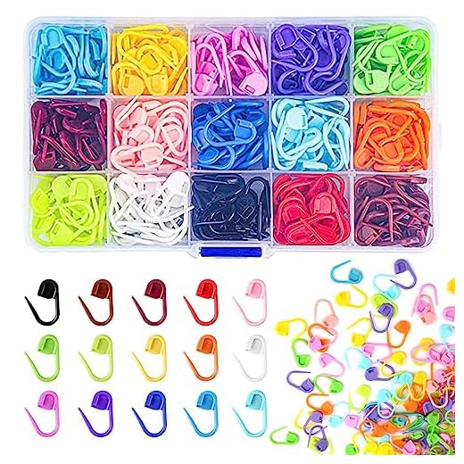 SacJkt Marcapunti Uncinetto, 300 Pezzi Segnapunti Uncinetto, 15 Colori Segnapunti Maglia con Scatola Trasparente, Marcatori Punto Uncinetto per Lavoro a Maglia, Uncinetto o Fai da Te
