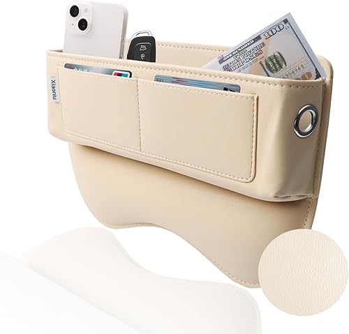Organizador y almacenamiento de cuero para asiento de automóvil, accesorios universales para automóvil, para relleno de espacio lateral de consola,