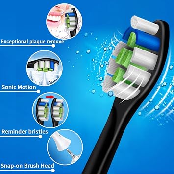 16 Pack Replacement Toothbrush Heads Compatible with Philips Sonicare Electric Toothbrush. 8er White and 8er Black