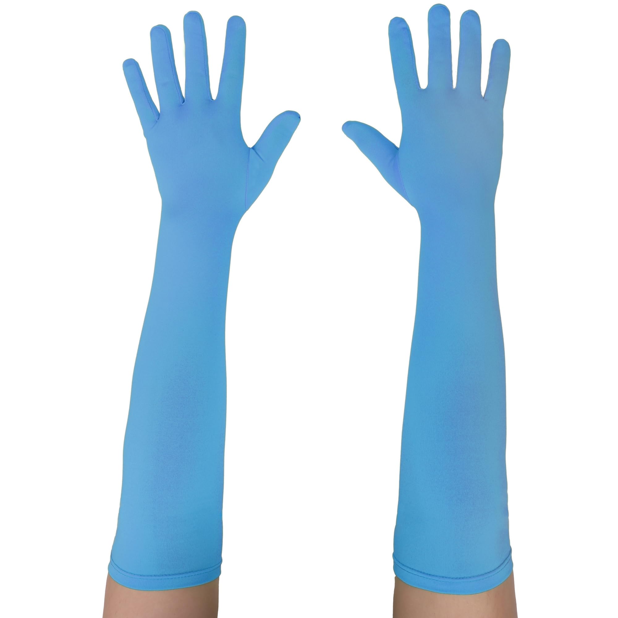 Seeksmile Long Gloves Unisex Adult 18" Length Spandex Stretchy Cosplay Costume Gloves, sky blue, One size