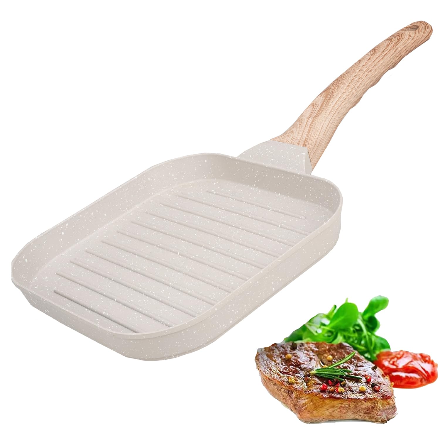 Nonstick Griddle Pan for Stove Tops,7.3In Grill Pan for Indoor Cooking & Outdoor Grilling,Square Frying Pan,Grill Skillet for All Stoves(Gas,Electric,Induction)