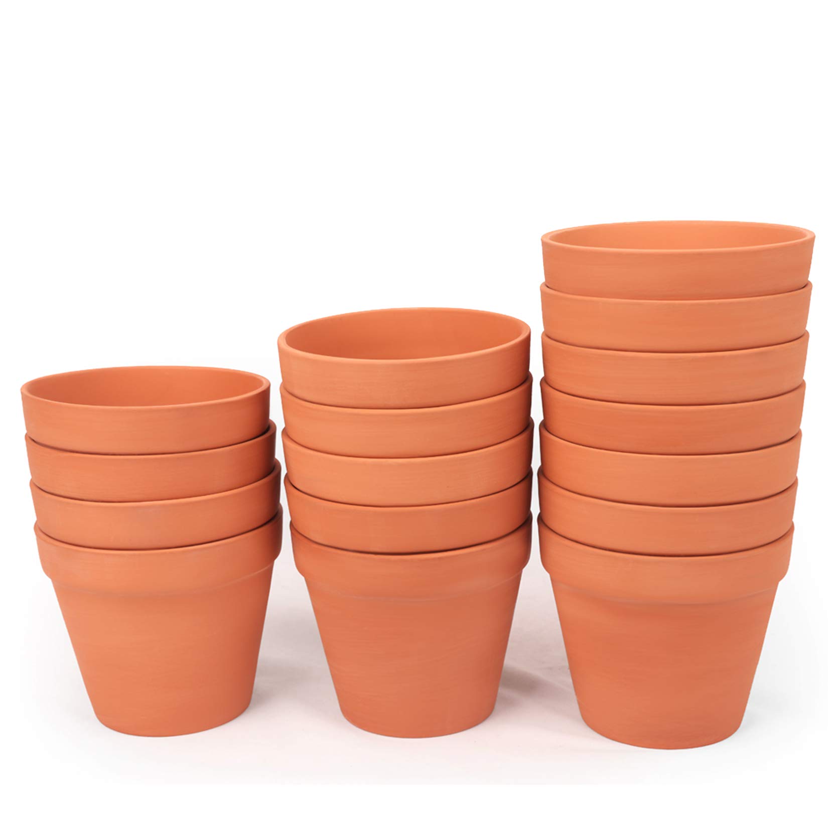 [15 Pack] 5.5" Terracotta Pot Planter Nursery Pots Clay Pots Clay Ceramic Pottery Planter Cactus Pots Succulent Nursery Pots Garden Terra Cotta Flower Pot Round Plant Pot with Drainage Hole (5.5")