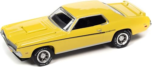 Johnny Lightning 1969 Mercury Cougar Eliminator Amarillo con Rayas Negras Classic Gold Collection Series Edición Limitada a 12240 piezas en todo el